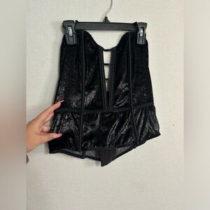 Victoria's Secret Pink Shine Velvet Bustier Size Large